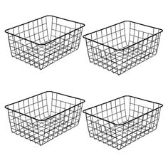 four wire baskets are shown in black and white, each with an individual's own design