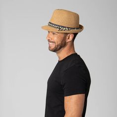 Mens paperbraid stingy brim fedora with layered chevron linen rope and denim band. Features: Colors: Dark/NaturalMaterials: 100% PaperBrim Size: 2"Mens One Size: 59cm Wide Brim Hat Summer, Sand Collection, Mens Fedora, Outdoor Cap, Facebook Style, Fall Hats, Hat Clips, Scarf Poncho, Summer Favorites