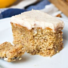 a piece of cake sitting on top of a white plate