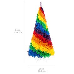 a multicolored christmas tree is shown with measurements