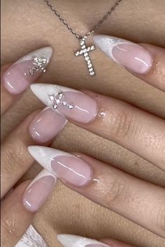 Maddy Perez Inspired Nails, Fancy Prom Nails, Acrylic Nail Designs With Gems, Prom Nails Classy, Pedicure Valentines, Madi Filipowicz Nails, Birthday Nails Almond Shape, Birthday Nails Summer, White Aura Nails