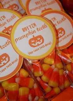 candy candies with halloween labels on them