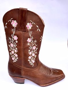 "These beautiful handmade decorated Tall Leather Boots are made by our Guatemalan artisan partner in Antigua Guatemala. Unique boots that are crafted from local high quality leather.  Here you can order your very own one-of-a-kind, custom-made version of the boots you see in the photos, get in touch with us to learn how! You can customize calf wide and length, the regular calf lenght is 36cm (14.17\" aprox) By buying from us you are supporting the work and art of our leather partners and weaving artisans.  As a Guatemalan I'm more than happy and proud to contribute and help Guatemalan artisans have a fair wage for their amazing work!  Let's export Guatemalan art all over the world!! THIS IS HOW YOU CAN GET THEM 1) Select your size and width from drop down options  Shoe Guideline: US 3.5 - Country Style Boots With Round Toe For Country Events, Hand-tooled Brown Country Boots, Hand Tooled Round Toe Boots For Rodeo, Western Hand Tooled Boots For Festivals, Hand Tooled Western Boots For Festival, Traditional Brown Boots For Western-themed Events, Handmade Brown Boots With Round Toe, Traditional Snip Toe Boots For Rodeo, Bohemian Boots With Round Toe For Western-themed Events