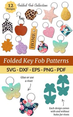 the folded key fob patterns are shown in different colors