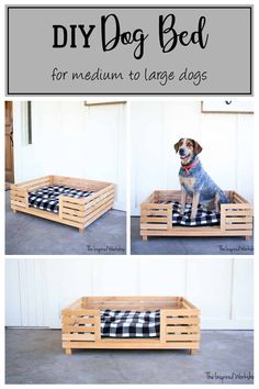 diy dog bed for medium to large dogs made out of pallets and wooden crates