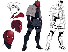 some character designs for the animated movie deadpool, with their costumes and headgear