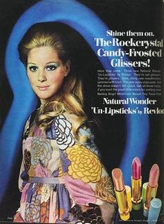 Revlon Cosmetics, Funky Makeup, Revlon Lipstick, Beauty Advertising, 60s And 70s Fashion