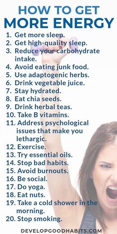 Discover how to get more energy in the morning and 20 tips to boost your energy and increase productivity. get more energy | natural energy boost | #infographic #healthylife #exercise #fitness #nutrition #success #diet Fitness Before After, Workout Morning, Get More Energy, Getting More Energy, Boost Energy Naturally, Boost Your Energy, Daily Health Tips, More Energy, Lifestyle Tips