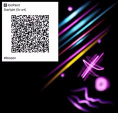 a qr code is displayed on a black background with colorful lines in the foreground