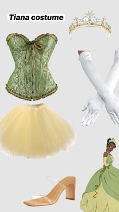 there is a costume and shoes on display in front of a woman's hand