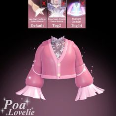 an animated image of a pink jacket with ruffles