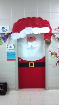 an image of santa claus on the door to his school classroom or work space for christmas