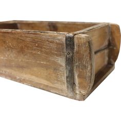 an old wooden box is shown on a white background