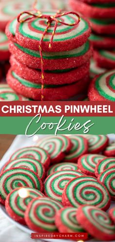 Brighten up your Christmas cookie platter with these vibrant Pinwheel Cookies. Their intricate swirl pattern is surprisingly easy to make. The result is a delicious, show-stopping, and festive holiday cookie recipe. Christmas Swirl Butter Cookies, Christmas Cookie Platters, Pretty Christmas Cookies, Green Christmas Cookies, Santa Christmas Cookies, Christmas Pinwheel Cookies, Holiday Baking Ideas, Homemade Christmas Cookies, Pinwheel Cookies Recipe