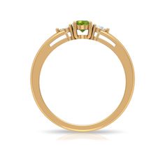 Product Details Bring more love, warmth, and grounding into your life with this symbolic Peridot Three Stone Ring. The ring features a round-cut peridot at the center and is accented with two Diamond stones on the sides. Ideal for August-born women, this ring is made from solid gold for a touch of luxury. Embrace the greenery and sparkle of life with this beautiful piece. Product Information SKU SHP-RINGS0821183363 Width 4 mm Height 3.5 mm Weight 1.84 gm (Approximate) PERIDOT INFORMATION No.of Stones 1 Pieces Total Weight 0.54 Carat (Approximate) Dimension(approx) Round-5X5 mm-1 Pcs Color Green Cut Brilliant Shape Round Setting Type Prong-Setting Quality Grade AAA DIAMOND INFORMATION No.of Stones 2 Pieces Total Weight 0.12 Carat (Approximate) Dimension(approx) Pear-2.00X3.50 mm-2 Pcs Color August Born, Three Stone Ring, More Love, Signature Jewelry, 18k Yellow Gold Ring, Timeless Jewelry, Ring Sizer, Three Stone Rings, Conflict Free Diamonds