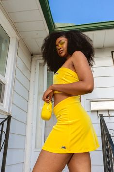 "Lemonade" Bunny Skirt Trendy Yellow Mini Skirt For Party, Party Mini Skirt Yellow Lined, Party Yellow Lined Mini Skirt, Party Mini Skirt In Yellow With Lining, Dancehall Outfits, Welcome To The Dollhouse, Fluffy Heels, 90s 2000s Fashion, Baby Spice