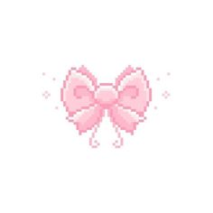 a pixelated pink bow on a white background