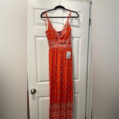 Nwt Keyhole Cutout Under Bust Super Cute On Spring Orange Lined Maxi Dress, Casual Printed Maxi Dress For Date Night, Casual Orange Maxi Dress For Date Night, Asymmetrical Maxi Dress, Womens Boho Dresses, Paisley Maxi Dress, Yellow Maxi, Embroidered Maxi Dress, Flowy Maxi Dress