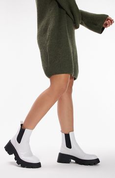 A lugged sole and chunky heel lend a utilitarian update to a classic Chelsea boot. Synthetic upper, lining and sole Imported Lace Up Espadrille Wedges, Pointed Ballet Flats, Boot Fits, Chunky Chelsea Boots, Classic Slippers, Toe Loop Sandals, Strappy Leather Sandals, Lace Up Espadrilles, Leather Sandals Flat