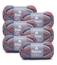 six skeins of patons sock yarn