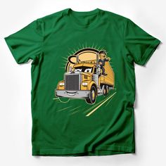 Cartoon Truck Driver T-Shirt, Kids Fun Transportation Tee, Boys Graphic Dump Truck Shirt, Yellow Truck Illustration Apparel Male T-Shirt Custom graphic T-Shirt.Customize your color Green Cotton T-shirt With Character Print, Green Graphic Tee With Cartoon Print, Green Cartoon Print Graphic Tee, Green Cartoon Print Short Sleeve T-shirt, Green Short Sleeve Tops With Cartoon Print, Green Cartoon Print Short Sleeve Tops, Green Short Sleeve Top With Cartoon Print, Green Graphic Tee With Character Print, Green Short Sleeve Shirt With Character Print