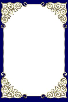 a blue and gold frame with an ornate design