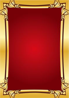 a red and gold background with an ornate frame on the bottom, in the middle