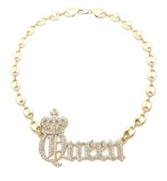 "Necklace for women Personalized Gift  Chain Material: Alloy Metal Gold Plated Chain Length: 10mm/18\" Marina Chain" Betty Boop Jewelry, Crown Queen, Expensive Jewelry Luxury, Hip Hop Style, Hot Jewelry, Chain Fashion, Expensive Jewelry, Clear Stone, Chain Necklaces