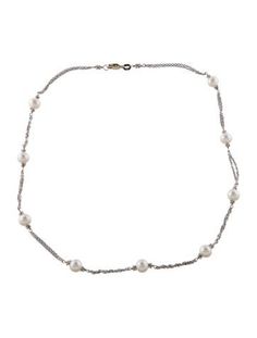 Rhodium-Plated 14K White Gold Station Necklace, Rhodium Plated, Jewelry Necklaces, White Gold, Plating, Gold, White