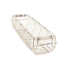 a white wire basket on a white background