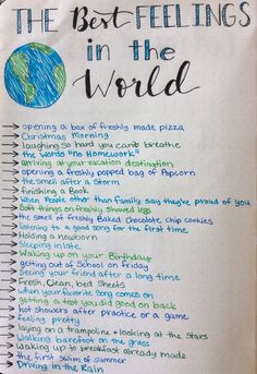 the best feelings in the world written on a notebook