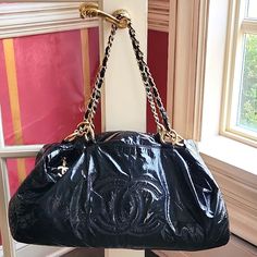 2008/09 Collection. Jumbo Size: 19"-16" X 11" X 7.5"; 22" Double Shoulder Chains Almost Like New Condition. Leather And Hardware In Perfect Condition. Very Minor Sign Of Wear On Lining. Authenticity No: 11495524 Bowler Bag, Shoulder Chain, Chanel Bags, Chanel Bag, Patent Leather, Chanel, Bag Lady, Like New, Shoulder Bag