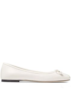 white leather bow detailing square toe branded insole flat sole Jimmy Choo Bow, Jimmy Choo Flats, Designer Flats, Leather Bow, Ballerina Shoes, Demi Fine Jewelry, Shoe Show, Leather Bows, Leather Ballet Flats