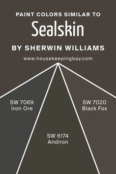 Colors Similar to Sealskin SW 7675by Sherwin-Williams Sw Granite Peak Exterior, Sw Granite Peak, Black Fox Sherwin Williams, Darkest Black Color, Brown Paint, Pallet Painting, Slate Tile, Home Decor Color, Exterior House Colors