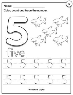 the number five worksheet for preschool