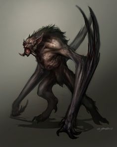 a demonic creature with long legs and claws