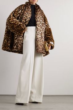 Leopard Print Winter Outfits, Animal Print Coat Outfit, Print Coat Outfit, Leopard Coat Outfit, Prints Outfit, Leopard Print Faux Fur Coat, Leopard Fur Coat, Glam Casual, Fur Coat Outfit