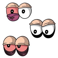 three pairs of cartoon shoes with eyes and mouth, one has a bandage on it's head