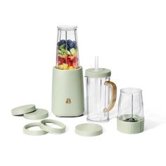 the blender is filled with fruits and vegetables