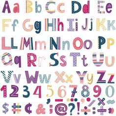 an alphabet with different letters and numbers