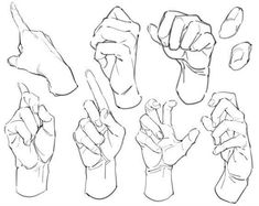 hand gestures drawn in black and white