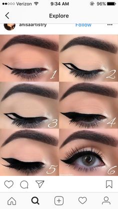 Almond Eyeliner Shape, Basic Winged Eyeliner, Hooded Eyeliner, Retro Eyeliner, Different Eyeliner Styles, Eyeliner For Hooded Eyes, Membentuk Alis, Makeup Tip, Makeup 101