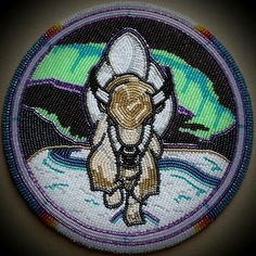 an embroidered patch depicting a bull in the water