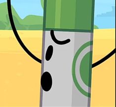 a cartoon character with his eyes closed standing in front of an empty tube on the ground