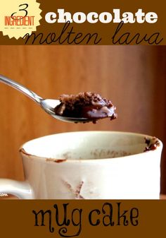 a spoon full of chocolate mousse cake in a white cup with the words ingredient written below it