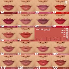 Maybelline Lipstick Swatches, Maybelline Vinyl Ink, Makeup Bibir, Maybelline Superstay Vinyl Ink, Maybelline Matte Ink, Superstay Maybelline, Perfect Lipstick Shade