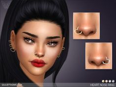 an animated image of a woman with piercings on her nose and nose rings in different positions