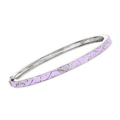 Ross-Simons - Purple Enamel Bangle Bracelet in Sterling Silver. 7". An RS exclusive. Grow your collection with a fresh stack of bangles! This one is adorned with swirls and nature-inspired leaf motifs that shine in polished sterling silver against a heavenly backdrop of purple enamel. Hinged with a figure 8 safety. Box clasp, purple enamel bangle bracelet. Safety Box, Sterling Silver Bangle Bracelets, Bangle Bracelet Set, Enamel Bangle, Fine Jewelery, Box Clasp, Figure 8, Fine Jewelry Bracelets, Sterling Silver Bangles