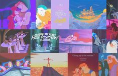 many different disney characters are depicted in this collage