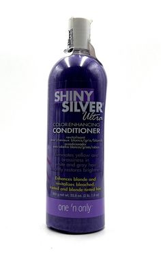 One N Only Shiny Silver Ultra Color-Enhancing Conditioner 33.8 oz -Elimates yellow and brassiness in white and gray hair -Instantly restores brightness -Enhances blonde and revitalizes bleached, frosted and blonde-tinted hair White And Gray Hair, Tinted Hair, Hair Tint, Gray Hair, Shiny Silver, One And Only, Bleach, Conditioner, Blonde